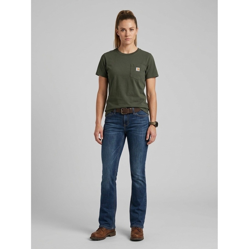 Carhartt Dark Wash Denim Womens Layton Slim Fit Bootcut Jeans Size 2 Regular